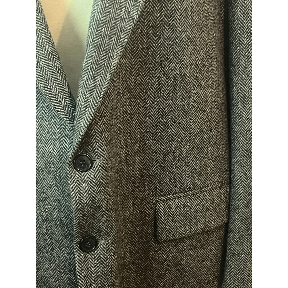 Vintage Executive Collection Men's Herringbone Blazer‎ Sport Coat 100% Wool 46R